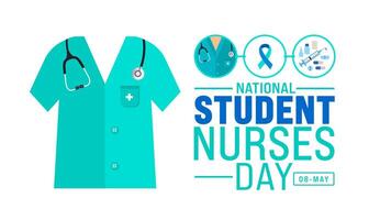 Student Nurses Day background template. nurse dress, medical instrument, medicine, Medical and health care concept. use to background, banner, placard, card, and poster design. vector