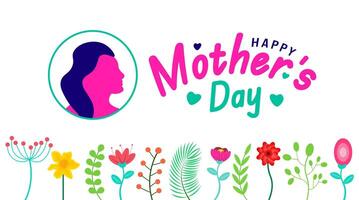 Happy Mother's day typography with colorful flower background template. use to background, banner, placard, card, and poster design template with text inscription and standard color. vector