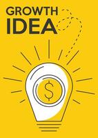 Lightbulb with dollar sign, minimalist poster, a4 format. Insightful growth idea, business and finance, strategy, money thinking creative concept. For banner, advertisement, cover, web vector