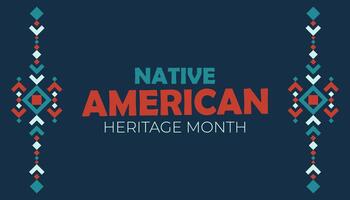 Native american heritage month. Banner, poster, card, content for social media with the text Native american heritage month. Blue background with national ornament. vector