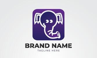 logo icon elephant in purple box vector
