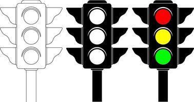 front view traffic light icon set vector