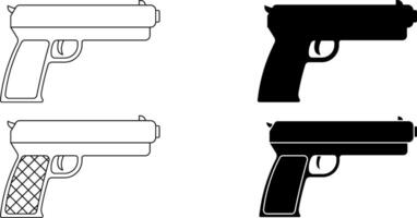 side view Pistol icon set vector