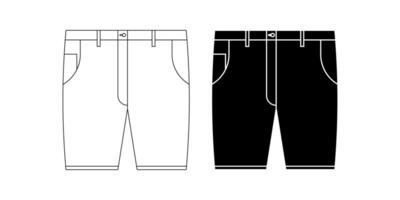 frente ver pantalones cortos icono conjunto aislado en blanco antecedentes vector