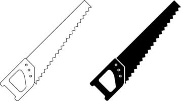 side view hand saw icon set vector