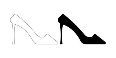 side view high heels icon set vector