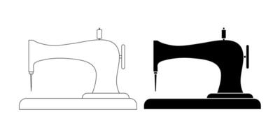 side view sewing machine icon set isolated on white background vector