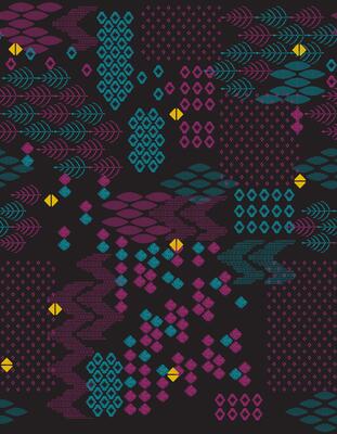 ethnic vintage seamless geometical negtive border digital textile allovers