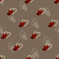 Valentines day red hearts background, seamless pattern vector