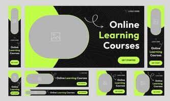 Education courses web set banner design for social media post, online learning platform web bundle banner design, fully customizable eps 10 file format vector