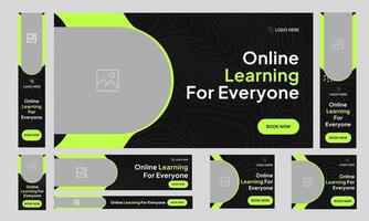 Best online learning platform web set banner design for social media post, education for everyone growth bundle banner design, editable eps 10 file format vector