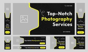 To notch photography services offer bundle banner design for social media post, photo shoot web set banner design, fully editable eps 10 file format vector