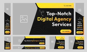 Digital agency web set banner design for social media post, trending digital marketing web bundle banner design, fully customizable eps 10 file format vector
