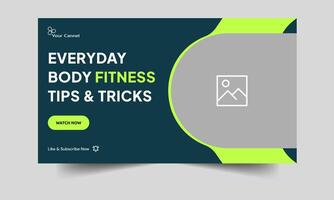 Everyday body fitness tips and tricks thumbnail banner design, fitness and yoga techniques cover banner design, editable eps 10 file format vector