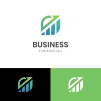 financiero crecimiento arriba logo icono diseño con hoja y flecha conjunto para economía, Finanzas gráfico elemento símbolo vector