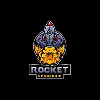 cohete lanzamiento emblema logo diseño con Luna gráfico elemento símbolo para astronauta, astronomía logo modelo vector