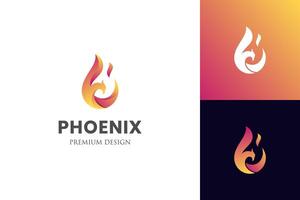 awesome flying phoenix gradient logo illustration, phoenix fire energy symbol logo template vector