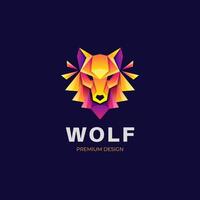 Gradient wolves face logo illustration. geometric animal face logo symbol colorful style vector