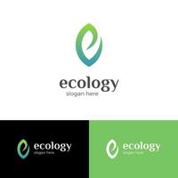 Letter e leaf eco logo icon design with leaf graphic element symbol for ecology, herbal logo template vector