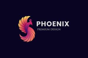 awesome flying phoenix gradient logo illustration, phoenix fire energy symbol logo template vector