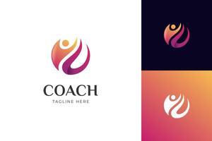 Coach energy logo design for Life coaching logo, coaching Dream of success logo design template vector