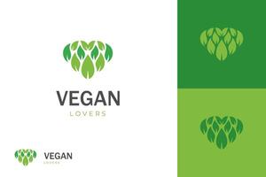 Nature love leaf logo icon design with green foliage graphic element symbol, for vegan food, herbal signs vector