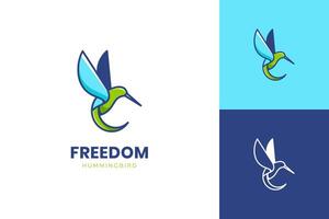 abstract fly hummingbird logo vintage. beauty colibri bird logo outline symbol, freedom birds logo template vector