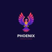 awesome phoenix fly gradient logo illustration with colorful style design vector