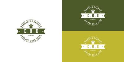 resumen Clásico cbd canabis sello logo en verde color aislado en múltiple azul antecedentes colores. el logo es adecuado para canabis empresa icono logo diseño inspiración plantillas. vector
