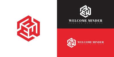 Abstract initial hexagon letter MW or WM logo in red color isolated on multiple background colors. The logo is suitable for business and consulting company logo icons to design inspiration templates. vector