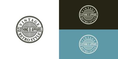 Abstract Classic Vintage Retro Label Badge logo design in black color isolated on multiple background colors. The logo is suitable for classic retro clothing apparel brand icon logo design inspiration vector