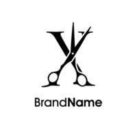 Simple Elegant Initial X Scissors Logo vector