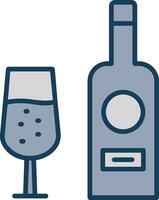 Wine Bottle Line Filled Grey Icon vector