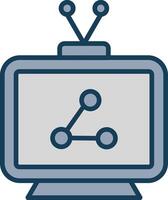 Television Line Filled Grey Icon vector