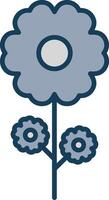 Flower Line Filled Grey Icon vector