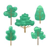 Cartoon simple flat trees set. Bright illustration for design. vector