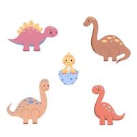 Set with cute childish dinosaur. Cartoon illustration of animal for kids design vector