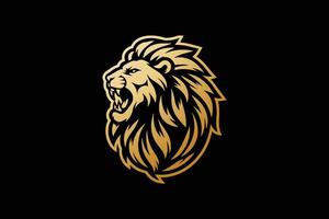 lion head angry roaring logo with premium luxury look that shows power strenght and high end services vector