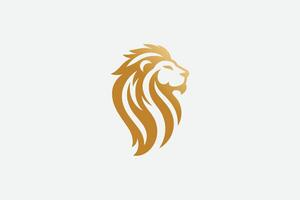lion head minimal logo gold with premium luxury look that shows power strenght and high end services vector
