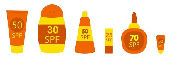 Sunscreen. Spf cream on white background vector