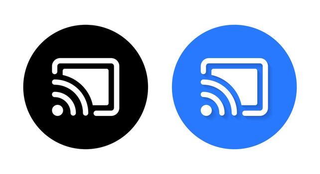 Screencast icon in flat style. Screen cast sign symbol with shadow vector