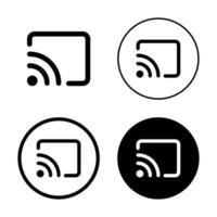 Screencast icon set in generic style. Cast sign symbol vector