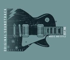 Guitar silhouette illustration with texture and text. Art for decoration, print on t-shirts, etc. vector