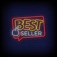 best seller neon Sign on brick wall background vector