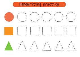 Handwriting practice for kids. Draw lines for kids. Trace and color, coloring. EPS10 vector