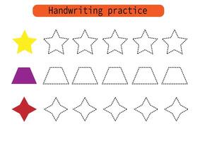 Handwriting practice for kids. Draw lines for kids. Trace and color, coloring. EPS10 vector