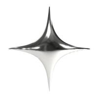 realista 3d cromo metal forma estrella en y2k estilo en transparente antecedentes. vector