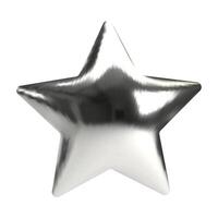 Realistic 3d chrome metal shape star in Y2K style on transparent background. vector