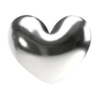 3d heart chrome metal. Y2K style. vector