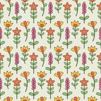 Bright seamless pattern of groovy hippie flowers in retro style vector
